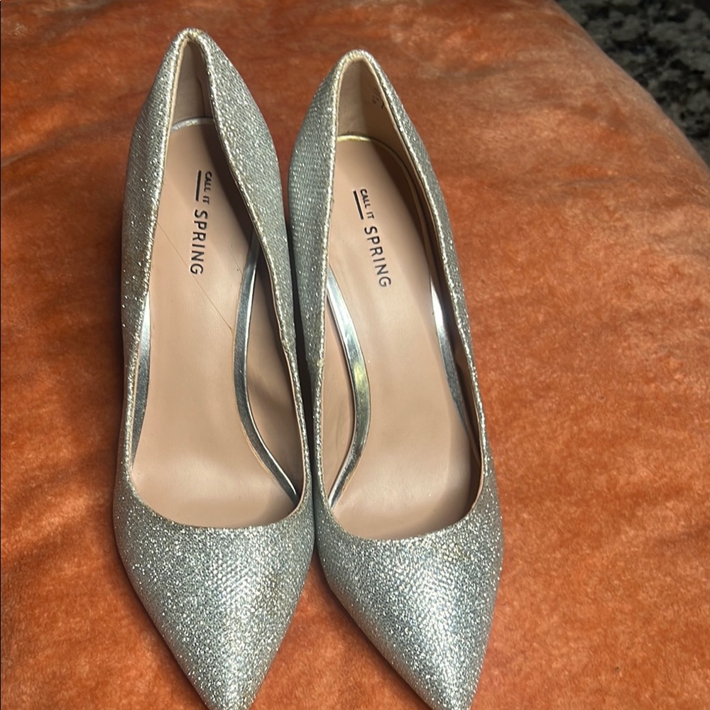 Call It Spring Silver Glitter Heels